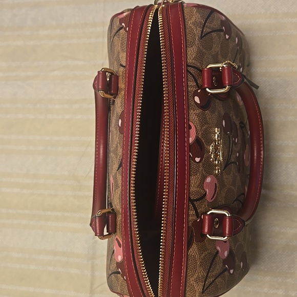 Coach Cherry Pattern Satchel - Brown and Pink - Picture 16 of 16